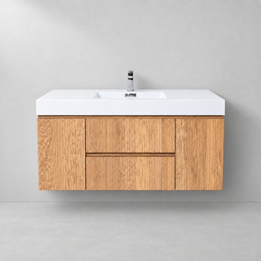 Bliss 48" Fluted Oakwood Single Sink Wall Mount Vanity - ETA Mid of Oct