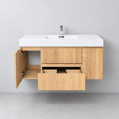 Bliss 48" Fluted Oakwood Single Sink Wall Mount Vanity - ETA Mid of Oct