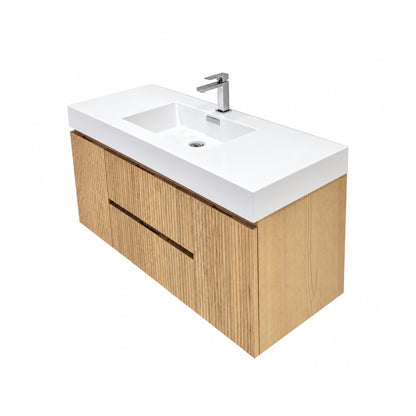 Bliss 48" Fluted Oakwood Single Sink Wall Mount Vanity - ETA Mid of Oct