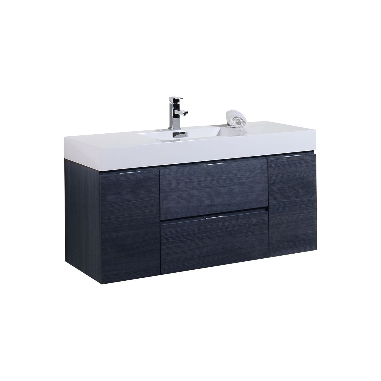 Bliss 48" Gray Oak Wall Mount  Single Sink Modern Bathroom Vanity