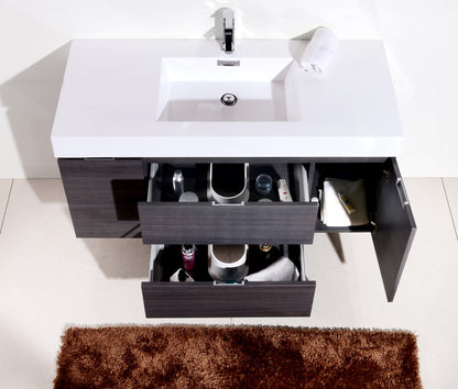 Bliss 48" Gray Oak Wall Mount  Single Sink Modern Bathroom Vanity