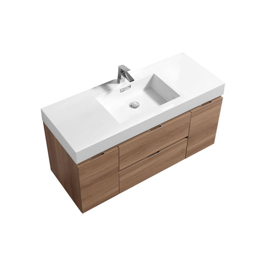Bliss 48" Honey Oak Wall Mount  Single Sink Modern Bathroom Vanity