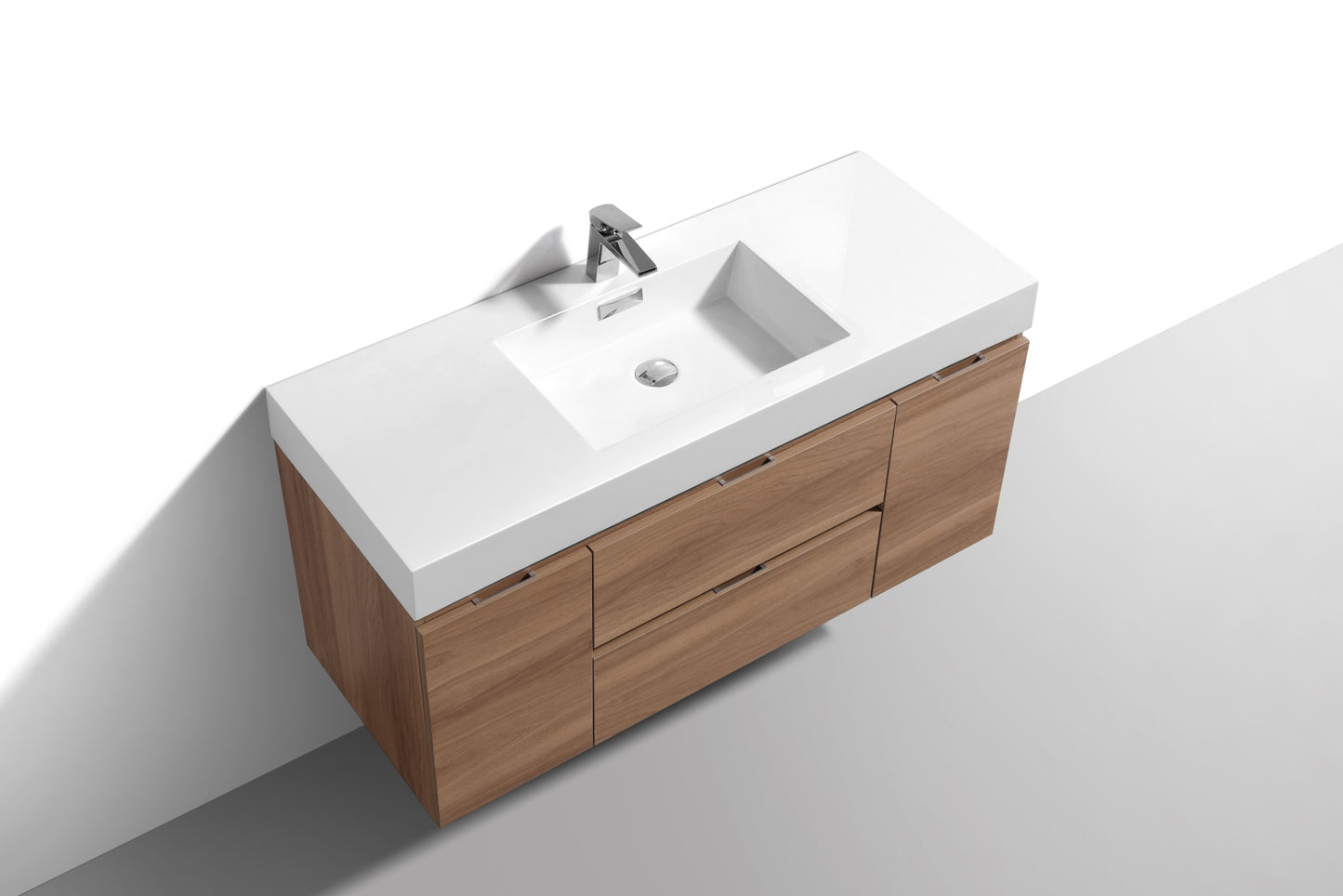 Bliss 48" Honey Oak Wall Mount  Single Sink Modern Bathroom Vanity