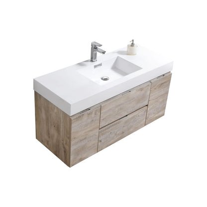 Bliss 48" Nature Wood Wall Mount  Single Sink Modern Bathroom Vanity