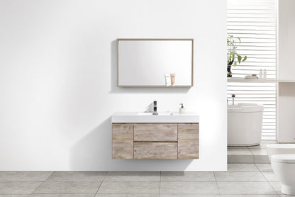Bliss 48" Nature Wood Wall Mount  Single Sink Modern Bathroom Vanity