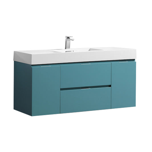 Bliss 48" Teal Green Wall Mount Modern Bathroom Vanity