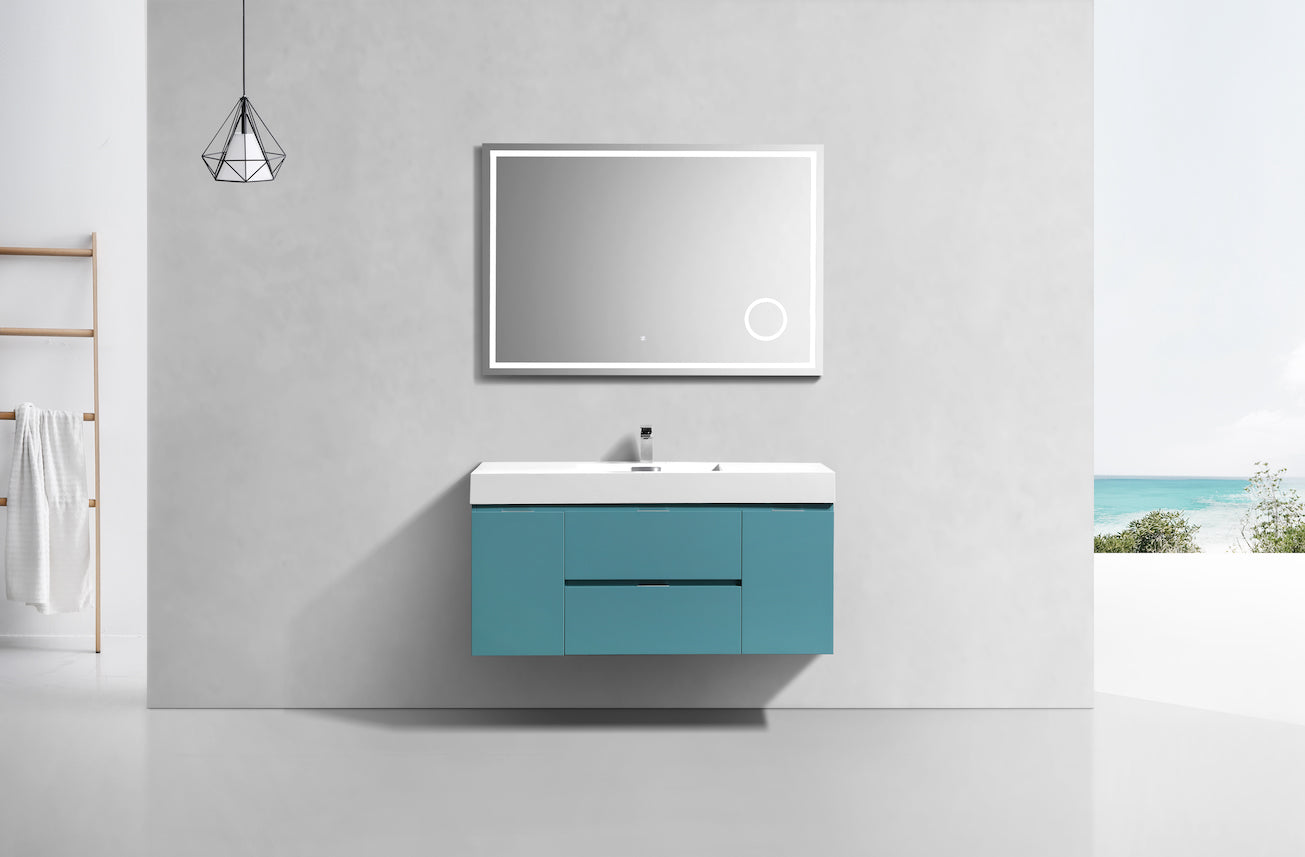 Bliss 48" Teal Green Wall Mount Modern Bathroom Vanity