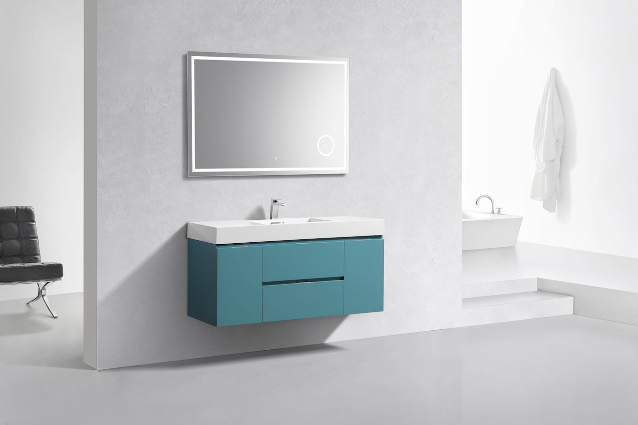 Bliss 48" Teal Green Wall Mount Modern Bathroom Vanity