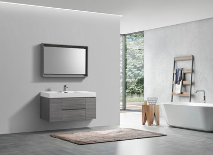 Bliss 48" Vulcan Ash Grey Wall Mount  Single Sink Modern Bathroom Vanity