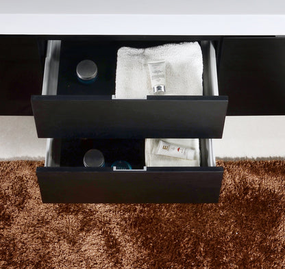 Bliss 60" Wood Black Wall Mount  Double Sink Modern Bathroom Vanity