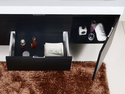 Bliss 60" Wood Black Wall Mount  Double Sink Modern Bathroom Vanity