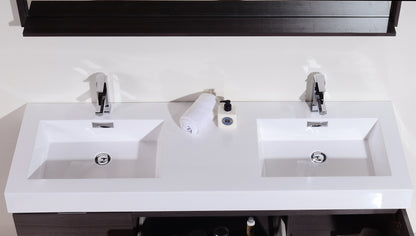 Bliss 60" Gray Oak Wall Mount  Double Sink Modern Bathroom Vanity