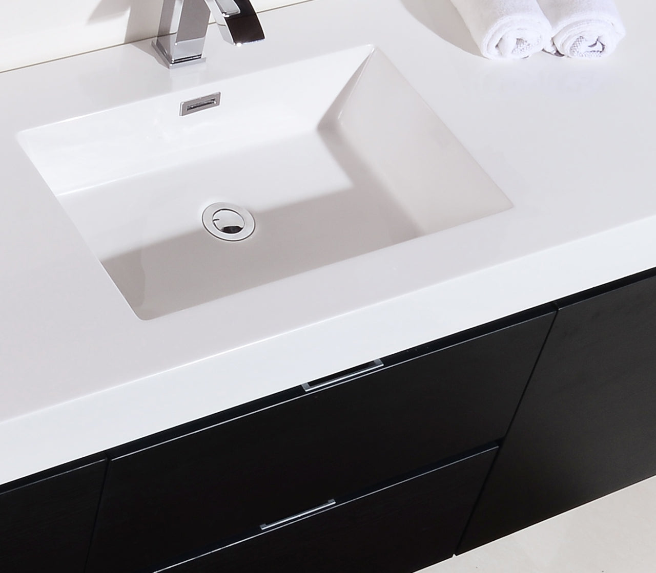 Bliss 60" Black Wall Mount  Single Sink Modern Bathroom Vanity