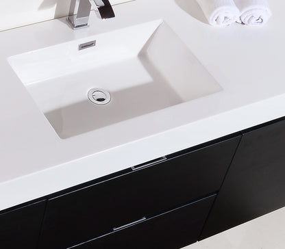 Bliss 60" Black Wall Mount  Single Sink Modern Bathroom Vanity