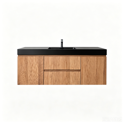 Bliss 60" Fluted Oakwood Single Sink Wall Mount Vanity - ETA Late Sept