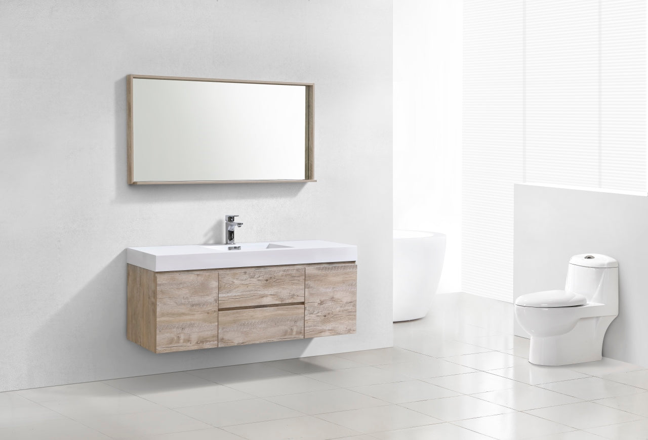 Bliss 60" Nature Wood Wall Mount  Single Sink Modern Bathroom Vanity
