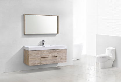 Bliss 60" Nature Wood Wall Mount  Single Sink Modern Bathroom Vanity