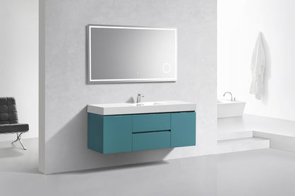 Bliss 60" Teal Green Wall Mount  Single Sink Modern Bathroom Vanity