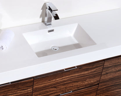 Bliss 60" Walnut Wall Mount  Single Sink Modern Bathroom Vanity