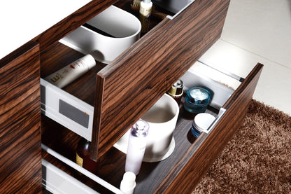 Bliss 60" Walnut Wall Mount  Single Sink Modern Bathroom Vanity