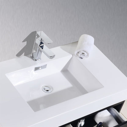 Bliss 72" Black Wood Wall Mount Double Sink Modern Bathroom Vanity