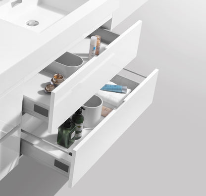 Bliss 72" High Gloss White Wall Mount Double Sink Modern Bathroom Vanity - Restock ETA Mid Sept