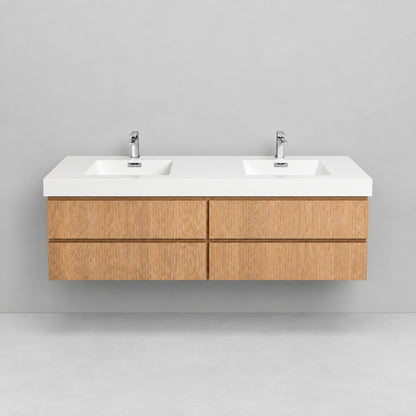 Bliss 72" Fluted Oakwood Double Sink Wall Mount Vanity -  ETA Earlier Nov