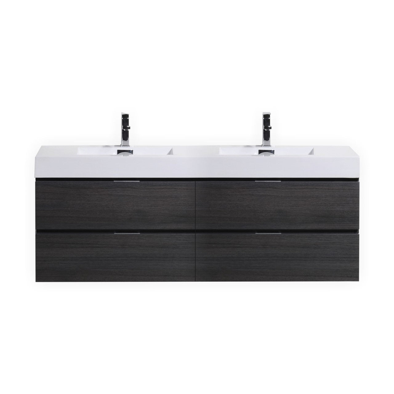 Bliss 80" Gray Oak Wall Mount  Double Sink Modern Bathroom Vanity