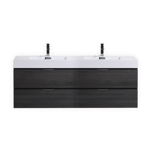 Bliss 80" Gray Oak Wall Mount  Double Sink Modern Bathroom Vanity