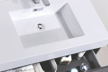 Bliss 80" Gray Oak Wall Mount  Double Sink Modern Bathroom Vanity