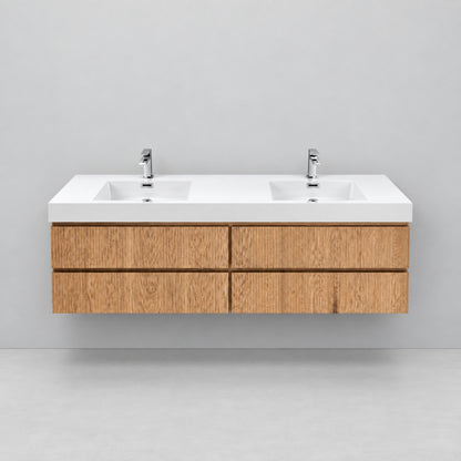 Bliss 80" Fluted Oakwood Double Sink Wall Mount Vanity -  ETA Earlier Nov