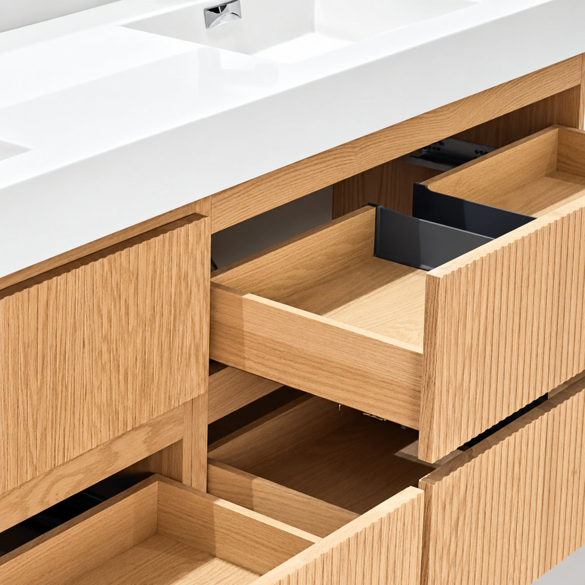 Bliss 80" Fluted Oakwood Double Sink Wall Mount Vanity -  ETA Earlier Nov