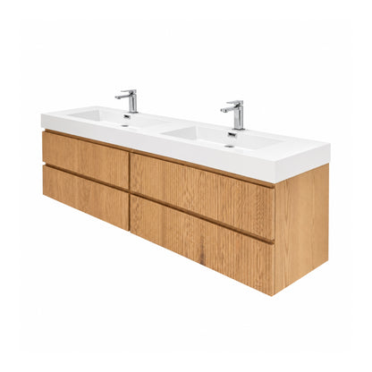 Bliss 80" Fluted Oakwood Double Sink Wall Mount Vanity -  ETA Earlier Nov