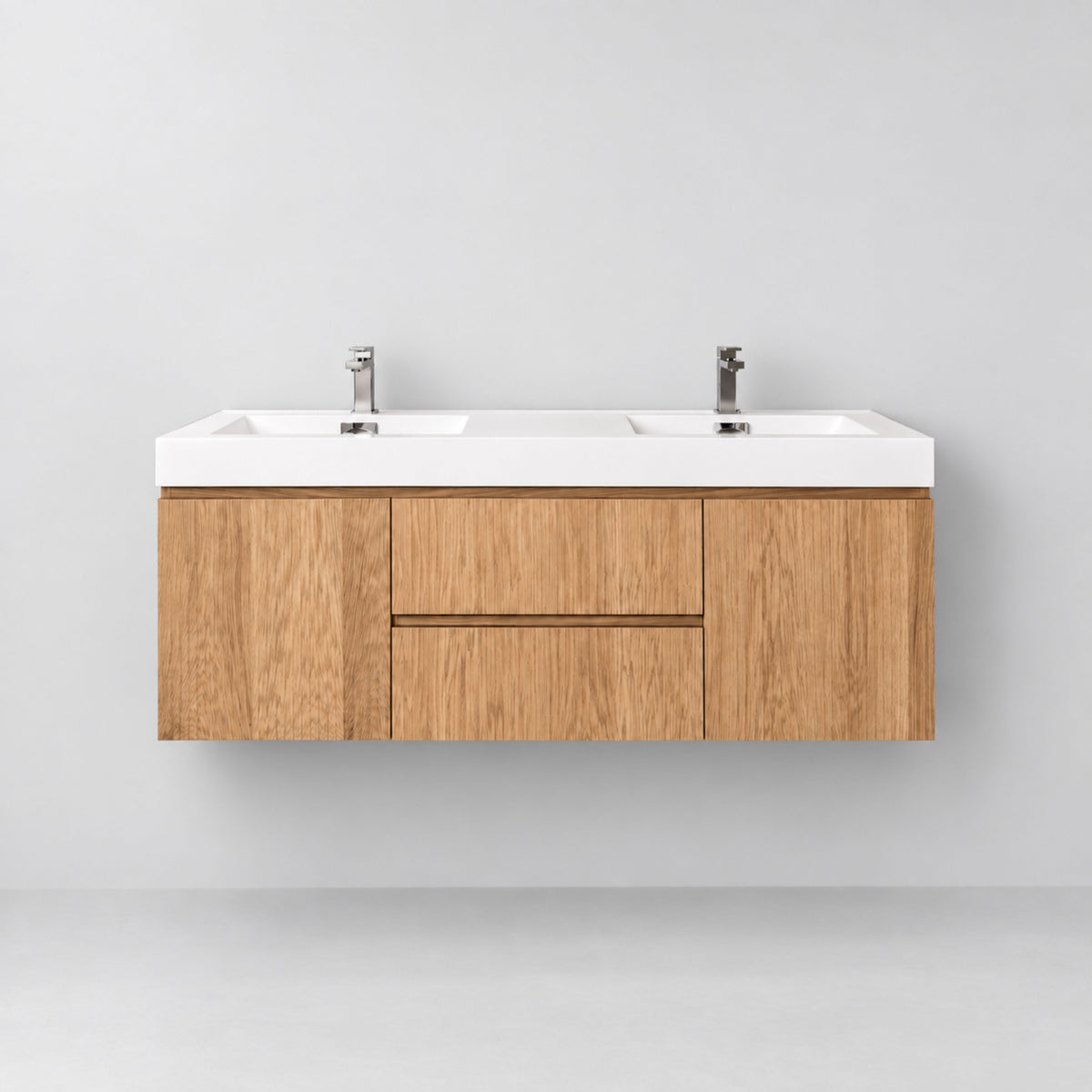 Bliss 60" Fluted Oakwood Double Sink Wall Mount Vanity - ETA Late Sept