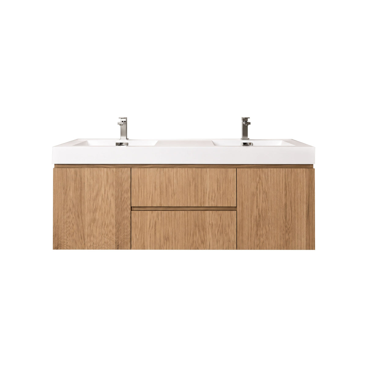 Bliss 60" Fluted Oakwood Double Sink Wall Mount Vanity - ETA Late Sept