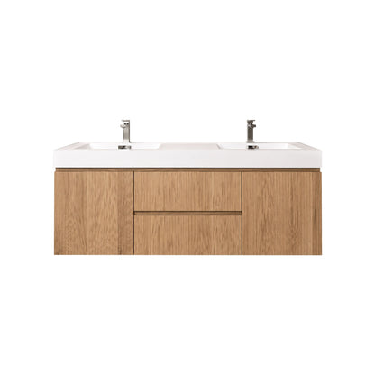 Bliss 60" Fluted Oakwood Double Sink Wall Mount Vanity - ETA Late Sept