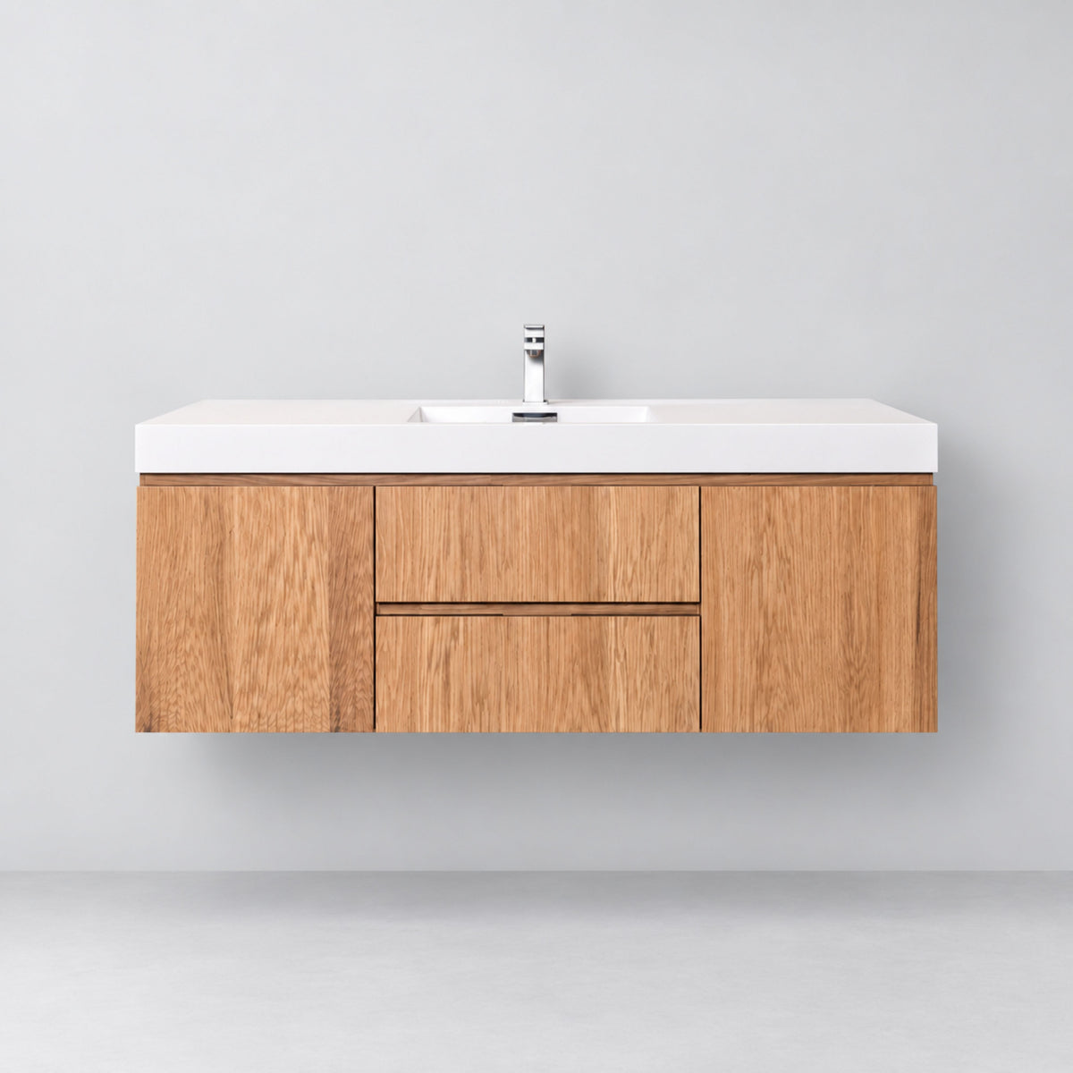 Bliss 60" Fluted Oakwood Single Sink Wall Mount Vanity - ETA Late Sept