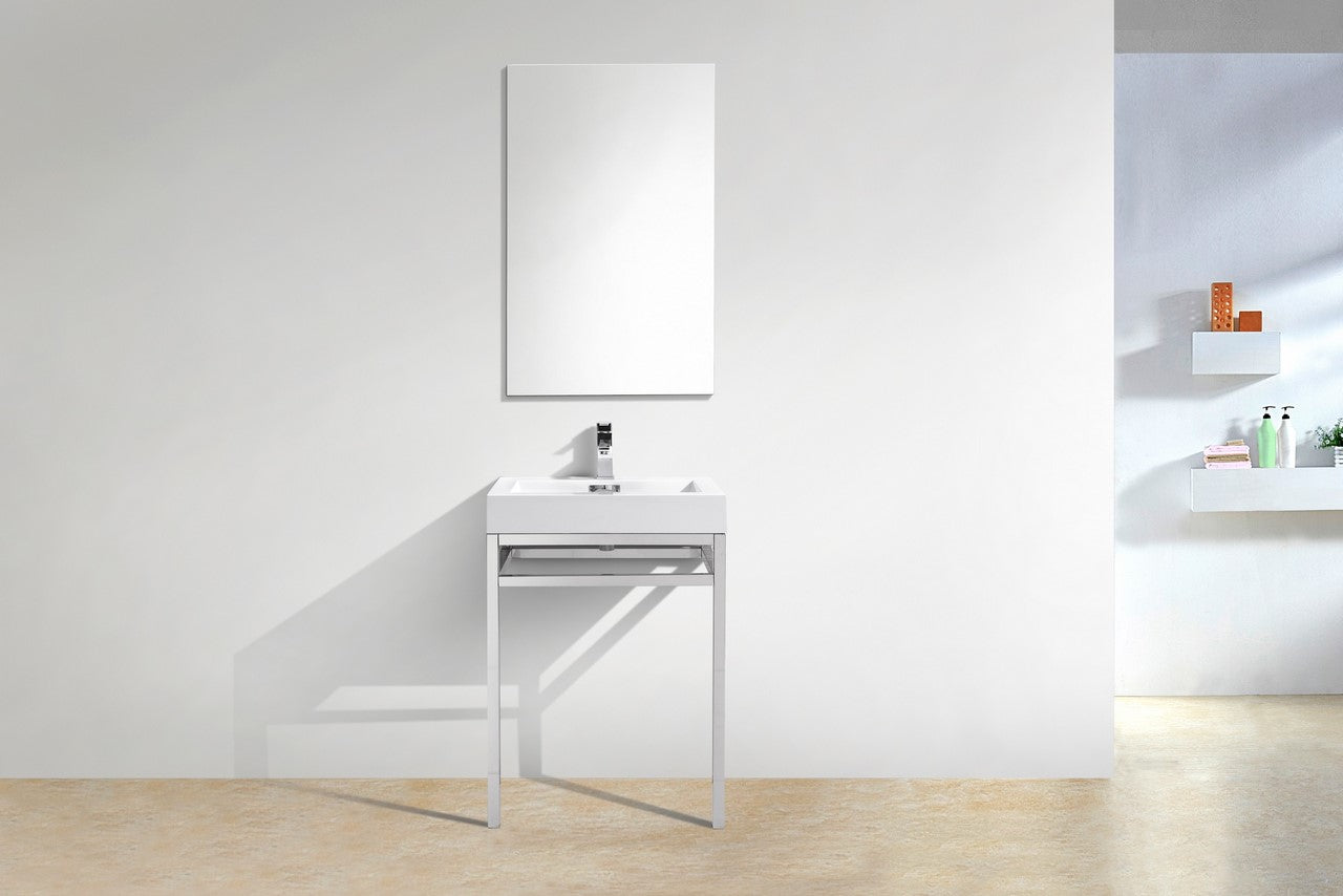 Haus 24" Stainless Steel Console w/ White Acrylic Sink Chrome