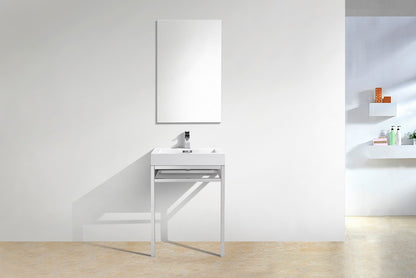 Haus 24" Stainless Steel Console w/ White Acrylic Sink Chrome