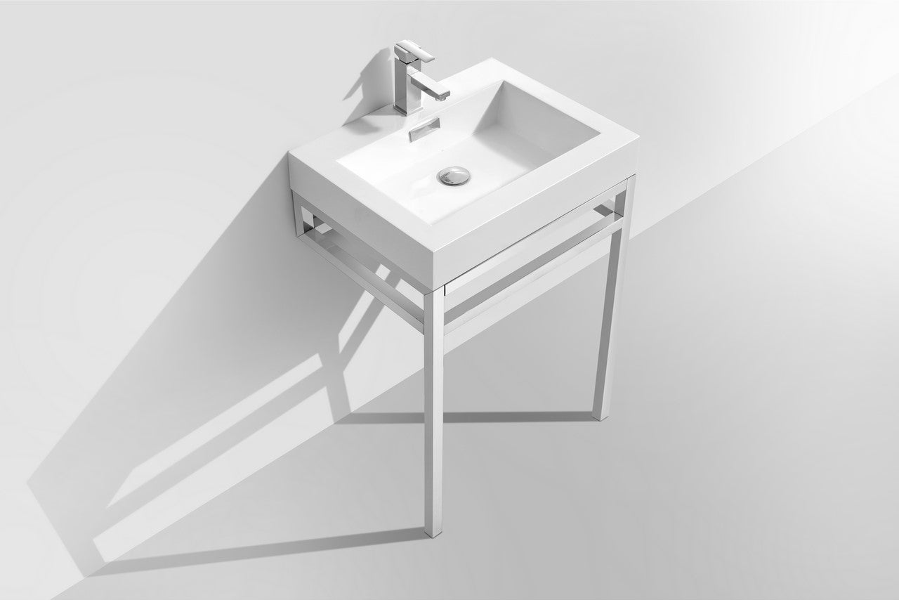 Haus 24" Stainless Steel Console w/ White Acrylic Sink Chrome