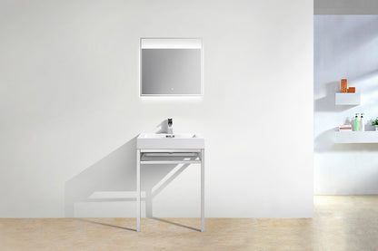 Haus 24" Stainless Steel Console w/ White Acrylic Sink Chrome