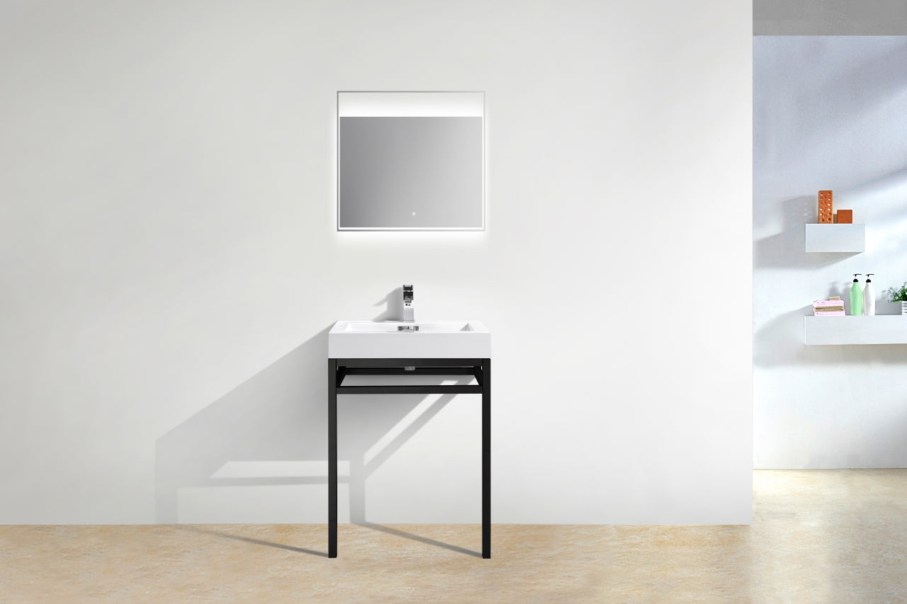 Haus 24" Stainless Steel Console w/ White Acrylic Sink Matte Black