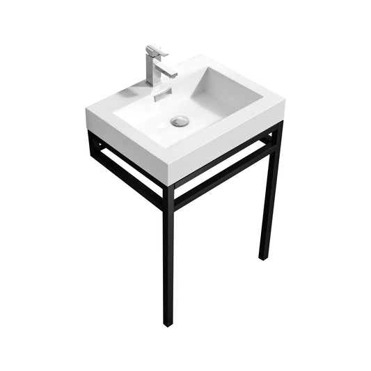 Haus 24" Stainless Steel Console w/ White Acrylic Sink Matte Black
