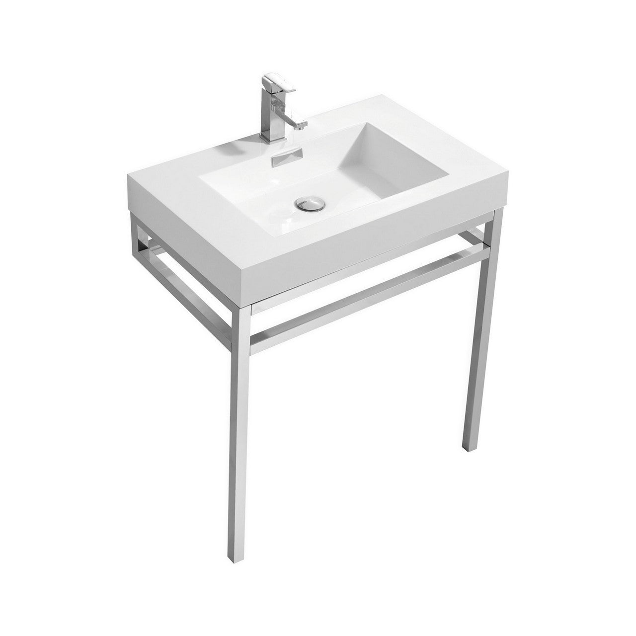 Haus 30" Stainless Steel Console w/ White Acrylic Sink Chrome