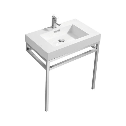 Haus 30" Stainless Steel Console w/ White Acrylic Sink Chrome