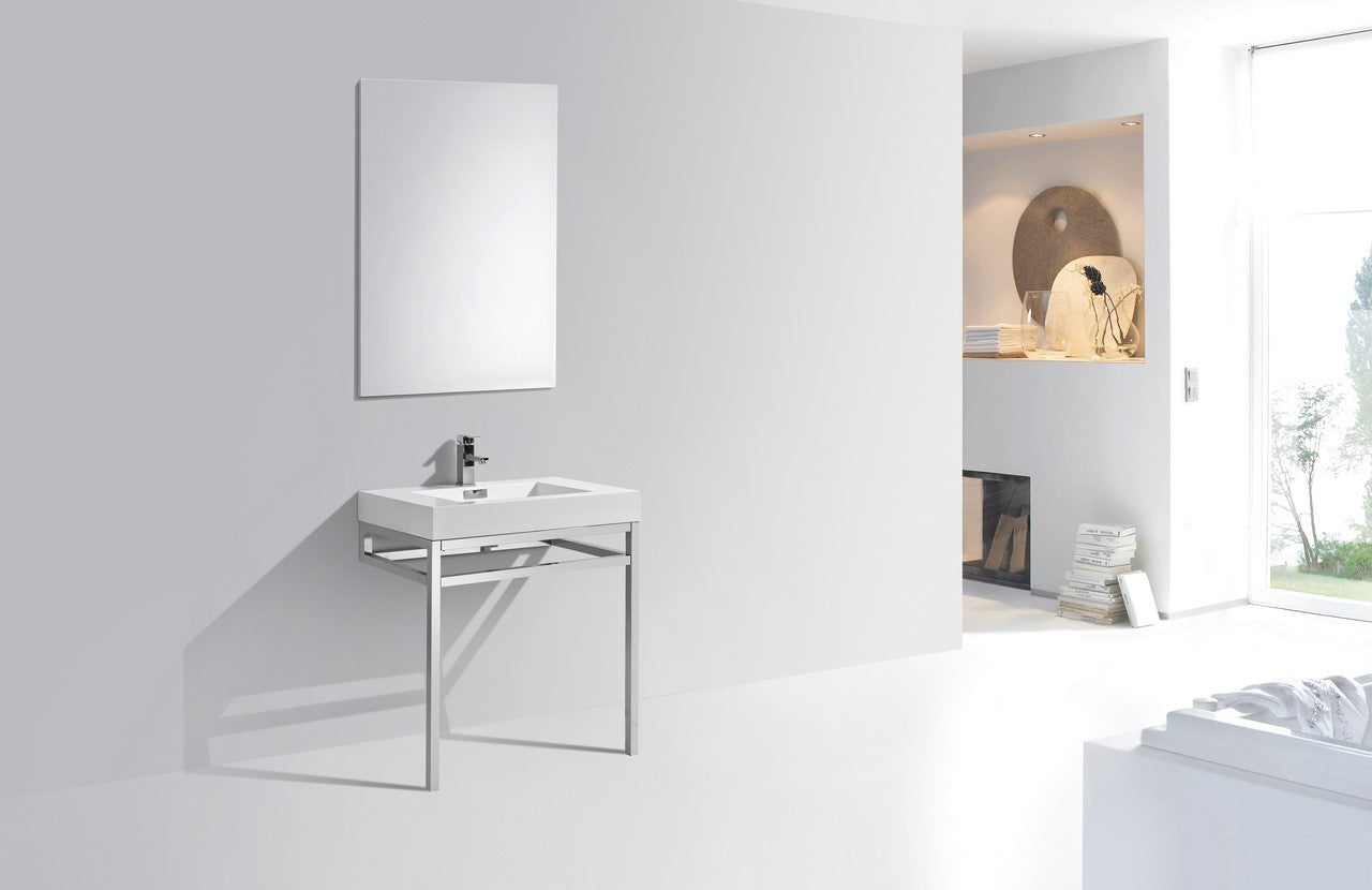 Haus 30" Stainless Steel Console w/ White Acrylic Sink Chrome