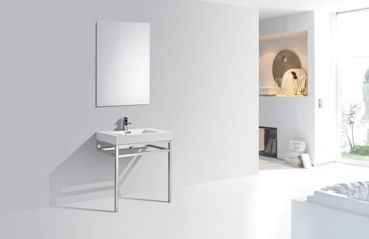 Haus 30" Stainless Steel Console w/ White Acrylic Sink Chrome