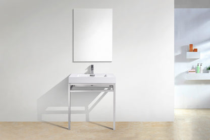 Haus 30" Stainless Steel Console w/ White Acrylic Sink Chrome