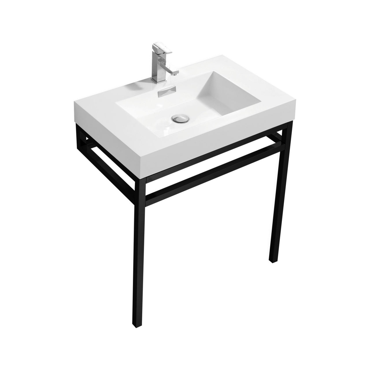 Haus 30" Stainless Steel Console w/ White Acrylic Sink Matte Black