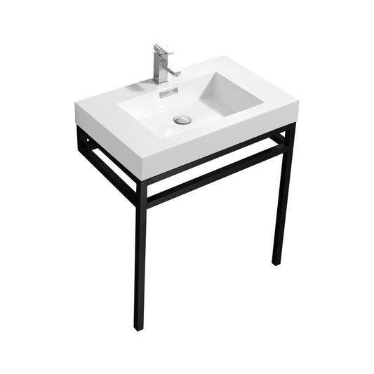 Haus 30" Stainless Steel Console w/ White Acrylic Sink Matte Black